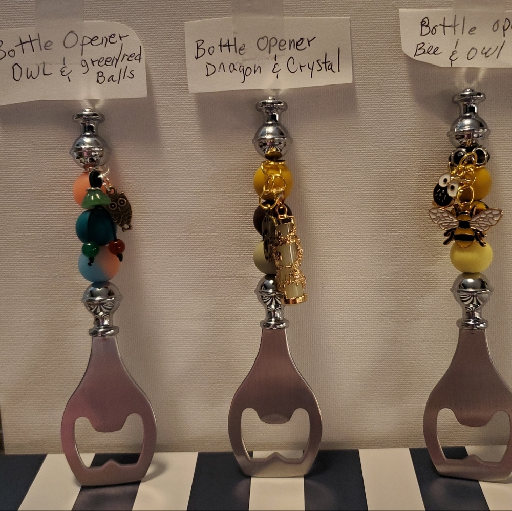 Beaded and charmed bottle openers